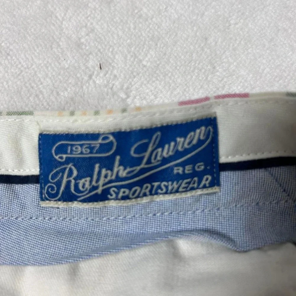 Vintage POLO Ralph Lauren Sportswear SHORTS 1967 Men 42 Plaid Flat Front‎ Chino
